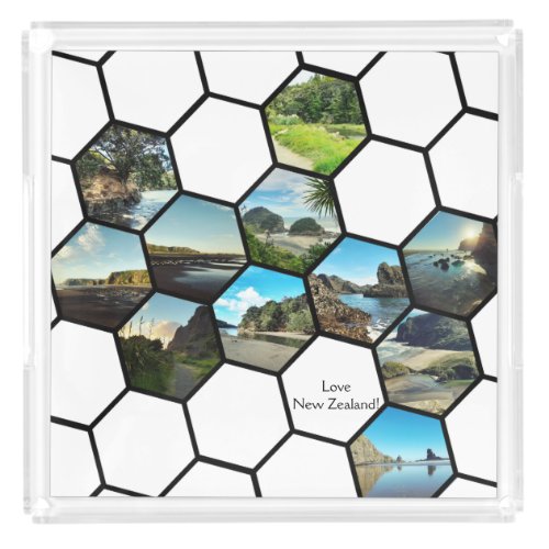 Fun Hexagon Custom Family Photos Collage Acrylic Tray