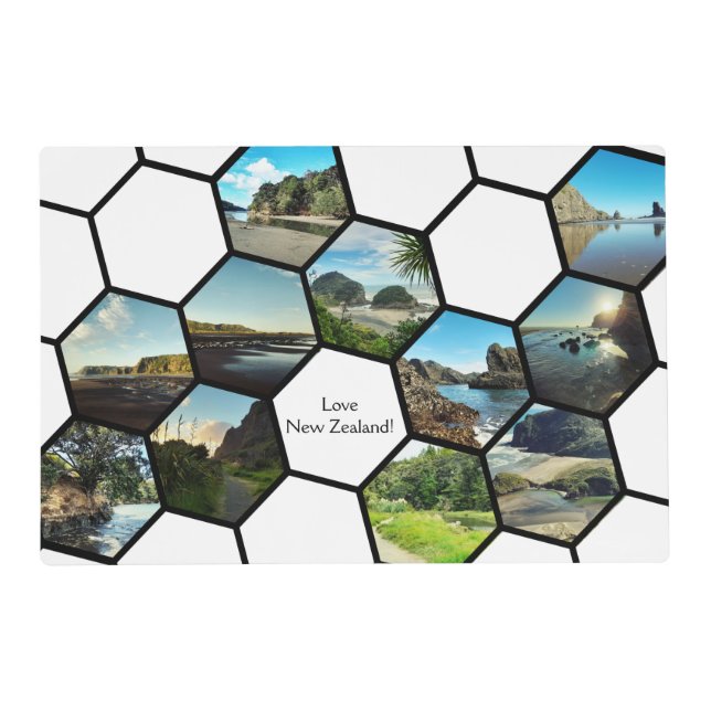 Fun Hexagon Custom Family Photos Collage Placemat (Back)