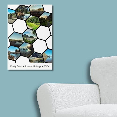 Fun Hexagon_Shaped Custom Family Vacation Collage Poster