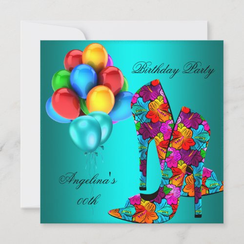 FUN High Heel Shoes Birthday Party Balloons Custom Announcement