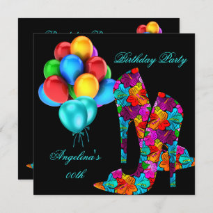 FUN High Heel Shoes Birthday Party Balloons Invitation