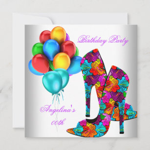 FUN High Heel Shoes Birthday Party Balloons Invitation