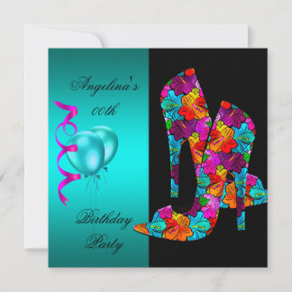FUN High Heel Shoes Birthday Party floral Invitation