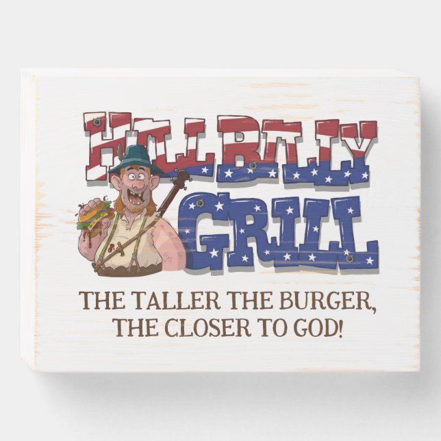 Fun HillBilly Grill Denmark Wood Box Sign! (Front Horizontal)