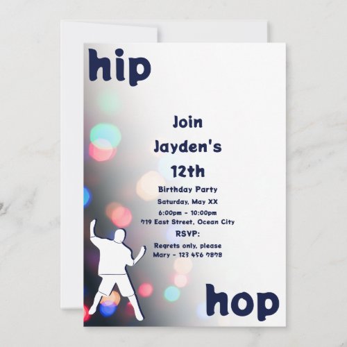Fun Hip_Hop Dance 12th Birthday Invitation