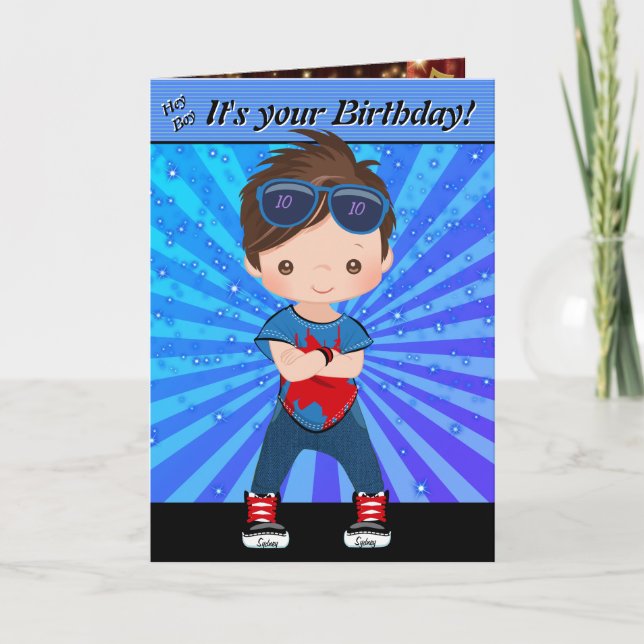 Fun Hip Hop Secret Message Boys Happy Birthday Card (Front)