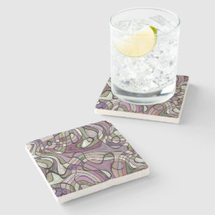Fun Hip Purple Violet Black Mosaic Art Pattern Stone Coaster
