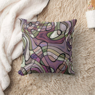 Fun Hip Purple Violet Black Mosaic Art Pattern Throw Pillow