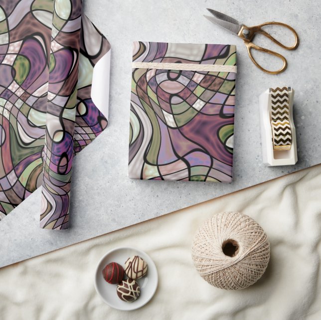 Fun Hip Purple Violet Black Mosaic Pop Art Wrapping Paper (Crafts)