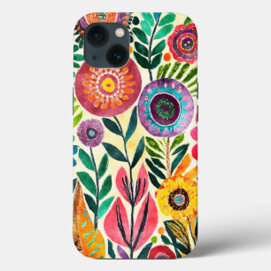 Fun Hippie Flower Patterned iPhone 13 Case