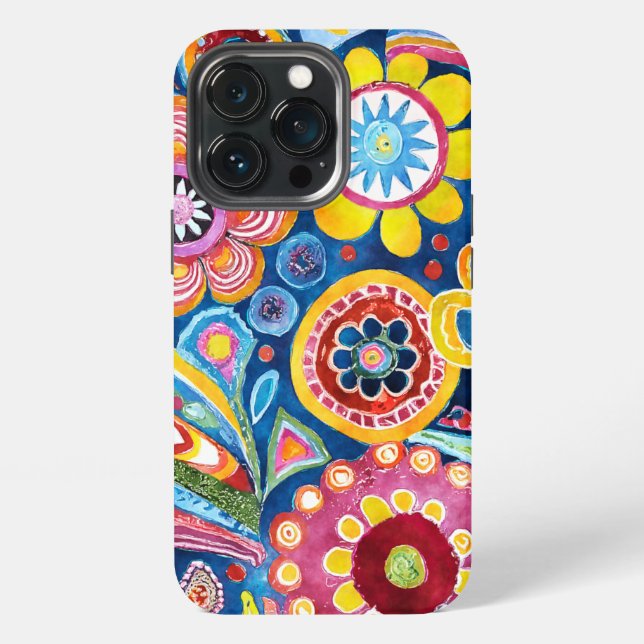 Fun Hippie Flower Patterned Iphone Case (Back)