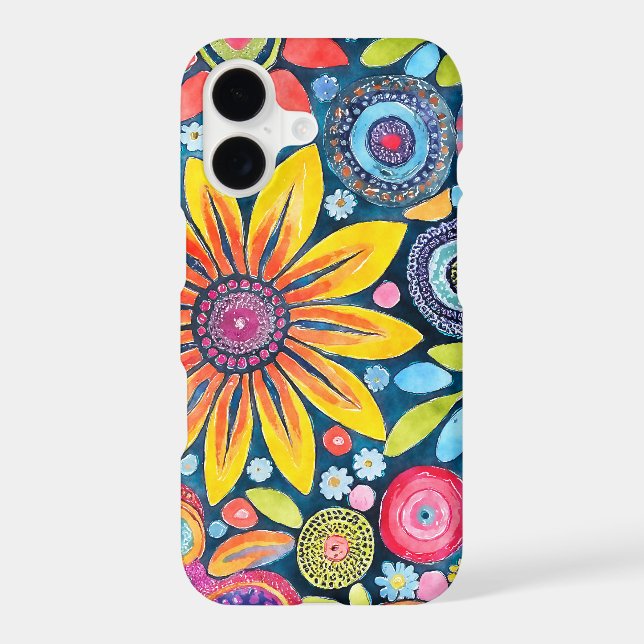 Fun Hippie Flower Patterned Iphone Case (Back)