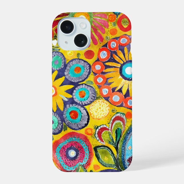 Fun Hippie Flower Patterned Iphone Case (Back)