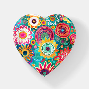 Fun Hippie Flower Patterned Paperweight