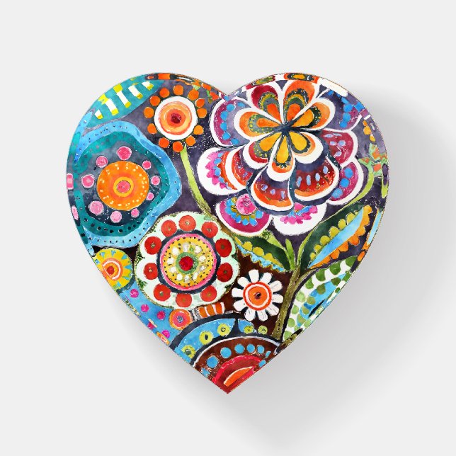 Fun Hippie Flower Patterned Paperweight (Front)