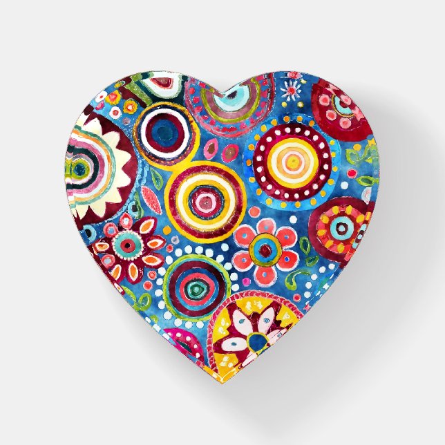 Fun Hippie Flower Patterned Paperweight (Front)