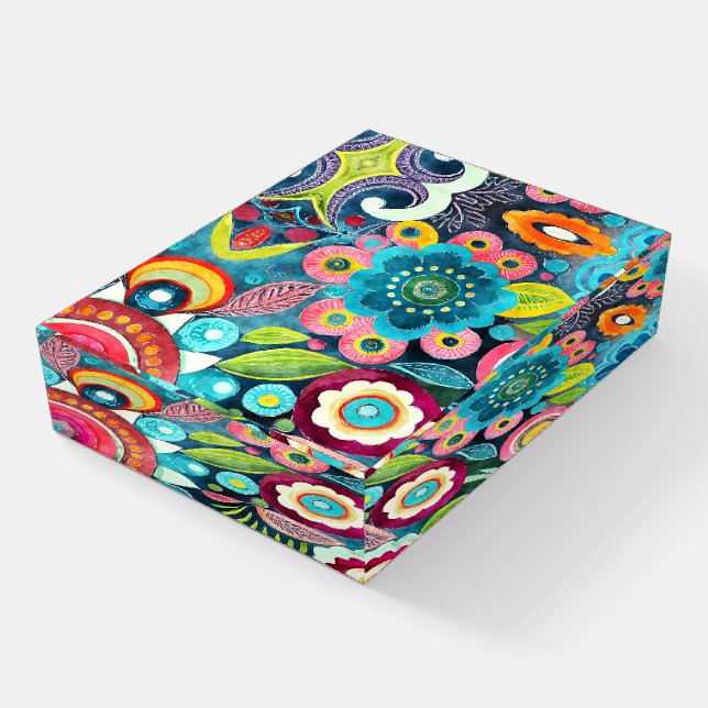Fun Hippie Flower Patterned Paperweight (Angled)