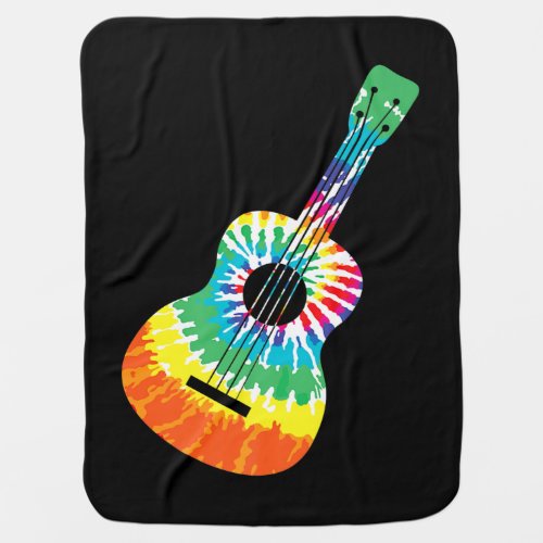 Fun Hippie Rainbow Tie Dye Acoustic Guitar Premium Baby Blanket