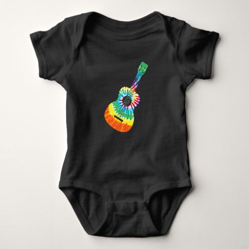 Fun Hippie Rainbow Tie Dye Acoustic Guitar Premium Baby Bodysuit