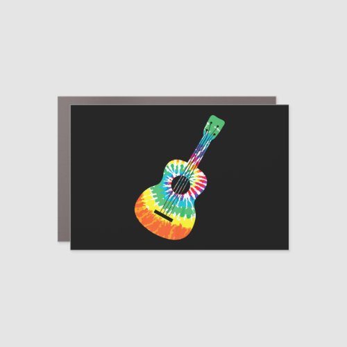 Fun Hippie Rainbow Tie Dye Acoustic Guitar Premium Car Magnet