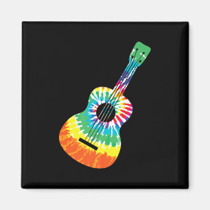 Fun Hippie Rainbow Tie Dye Acoustic Guitar Premium Magnet