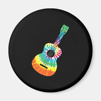 Fun Hippie Rainbow Tie Dye Acoustic Guitar Premium Magnet