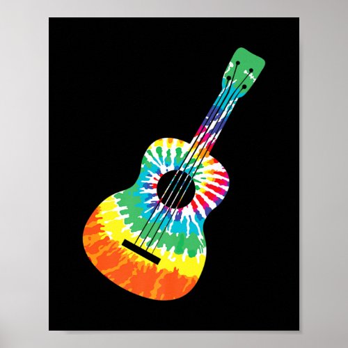 Fun Hippie Rainbow Tie Dye Acoustic Guitar Premium Poster