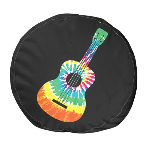 Fun Hippie Rainbow Tie Dye Acoustic Guitar Premium Pouf