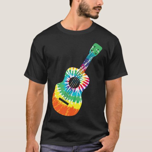 Fun Hippie Rainbow Tie Dye Acoustic Guitar Premium T_Shirt