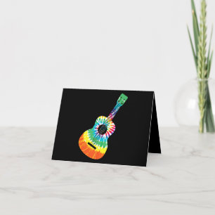 Fun Hippie Rainbow Tie Dye Acoustic Guitar Premium Thank You Card