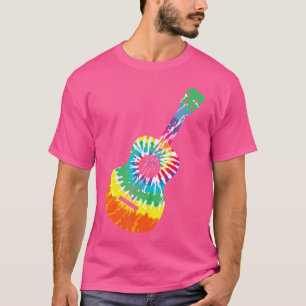 Fun Hippie Rainbow Tie Dye Acoustic Guitar T-Shirt