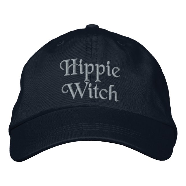 Fun Hippie Witch Quote Pink Black  Embroidered Baseball Cap (Front)