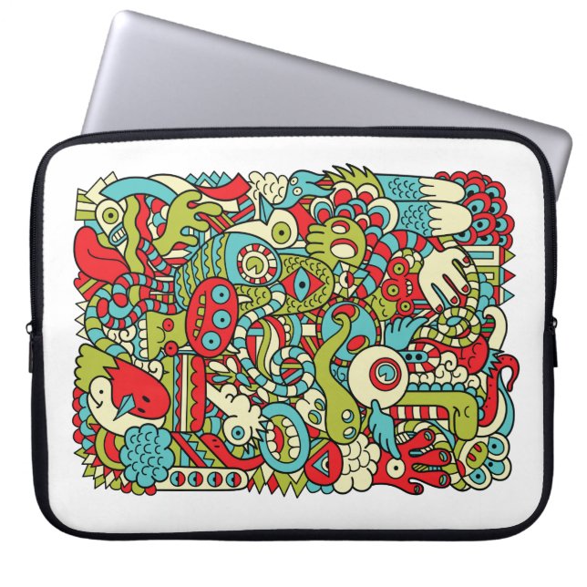 Fun Hipster Doodle Laptop Sleeve (Front)