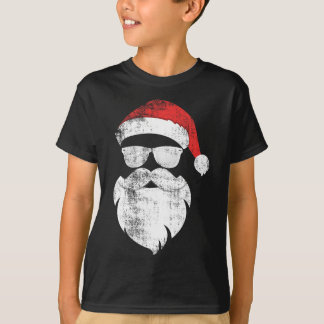 Fun Hipster Santa Face With Hat Beard and Glasses T-Shirt