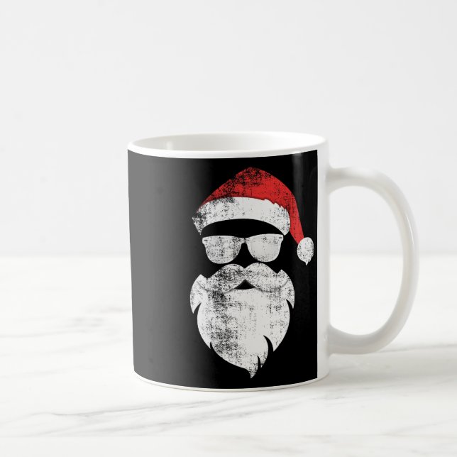 Fun Hipster Santa Face With Hat Beard And Gles Chr Coffee Mug (Right)