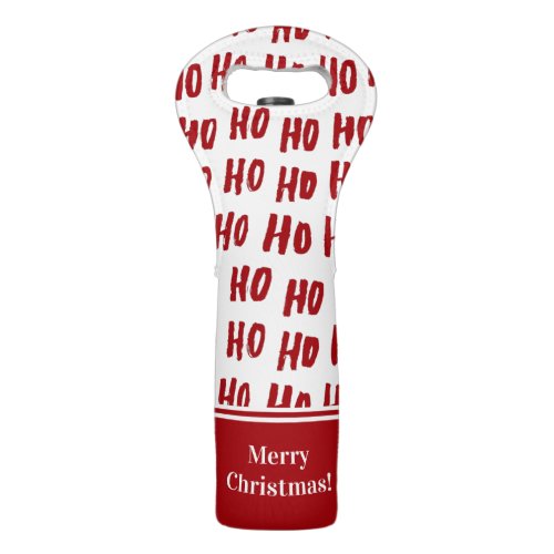 Fun Ho Ho Ho Red Holiday Pattern Merry Christmas Wine Bag