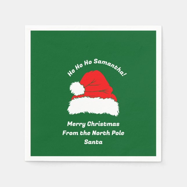 Fun Ho ho ho Santa Hat Merry Christmas Napkins (Front)
