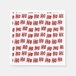 Fun Ho Ho Ho Text Red Holiday Pattern Christmas Napkins