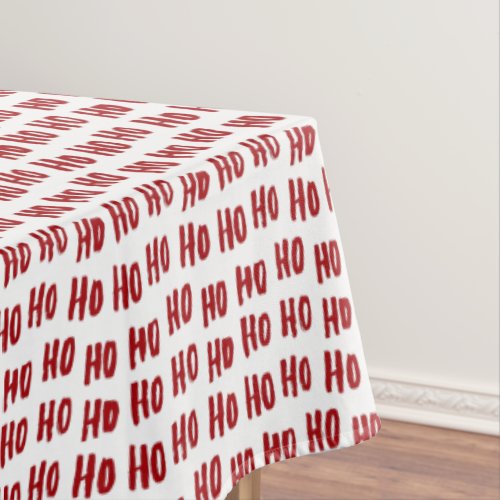 Fun Ho Ho Ho Text Red Holiday Pattern Christmas Tablecloth