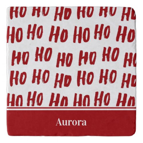 Fun Ho Ho Ho Text Red Holiday Pattern Christmas Trivet