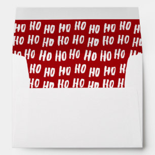 Fun Ho Ho Ho Text Red Holiday Pattern Christmas v2 Envelope
