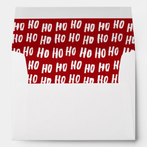 Fun Ho Ho Ho Text Red Holiday Pattern Christmas v2 Envelope