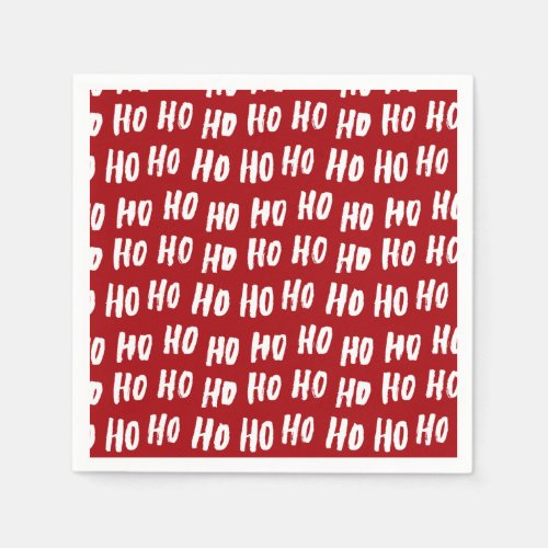 Fun Ho Ho Ho Text Red Holiday Pattern Christmas v2 Napkins