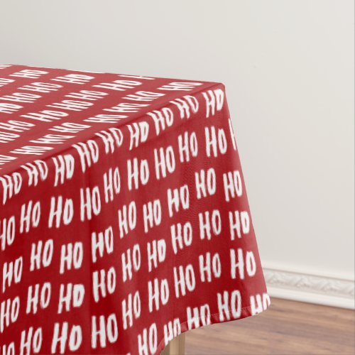 Fun Ho Ho Ho Text Red Holiday Pattern Christmas v2 Tablecloth