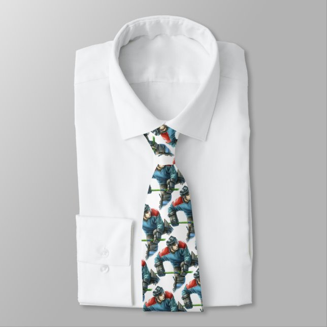 Fun Hockey Game Player  Neck Tie (Tied)