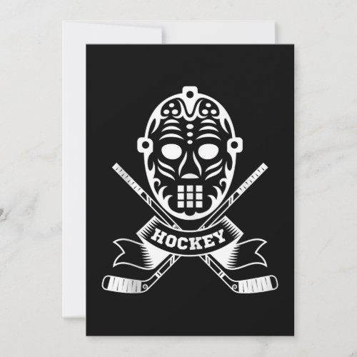 Fun Hockey Gift Graphic Mask n Cross Hockey Sticks Holiday Card