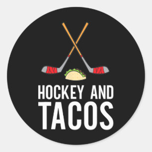Fun Hockey Lover Hockey And Tacos Ice Hockey Classic Round Sticker
