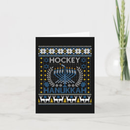 Fun Hockey Menorah Hanukkah Jewish Festival Holida Card