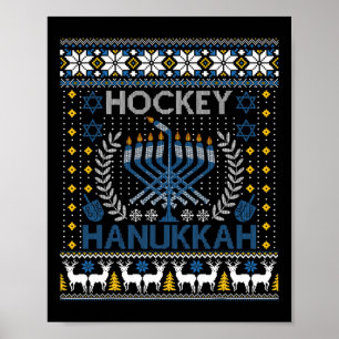 Fun Hockey Menorah Hanukkah Jewish Festival Holida Poster