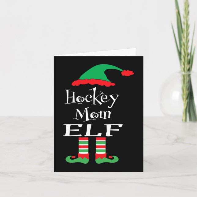 Fun Hockey Mom Elf  Xmas Family Match Women Men Te Card (Front)